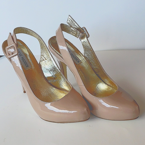 💥Steve Madden slingbacks in slick vinyl cream size 7.5 NWOT💥 - Picture 9 of 10